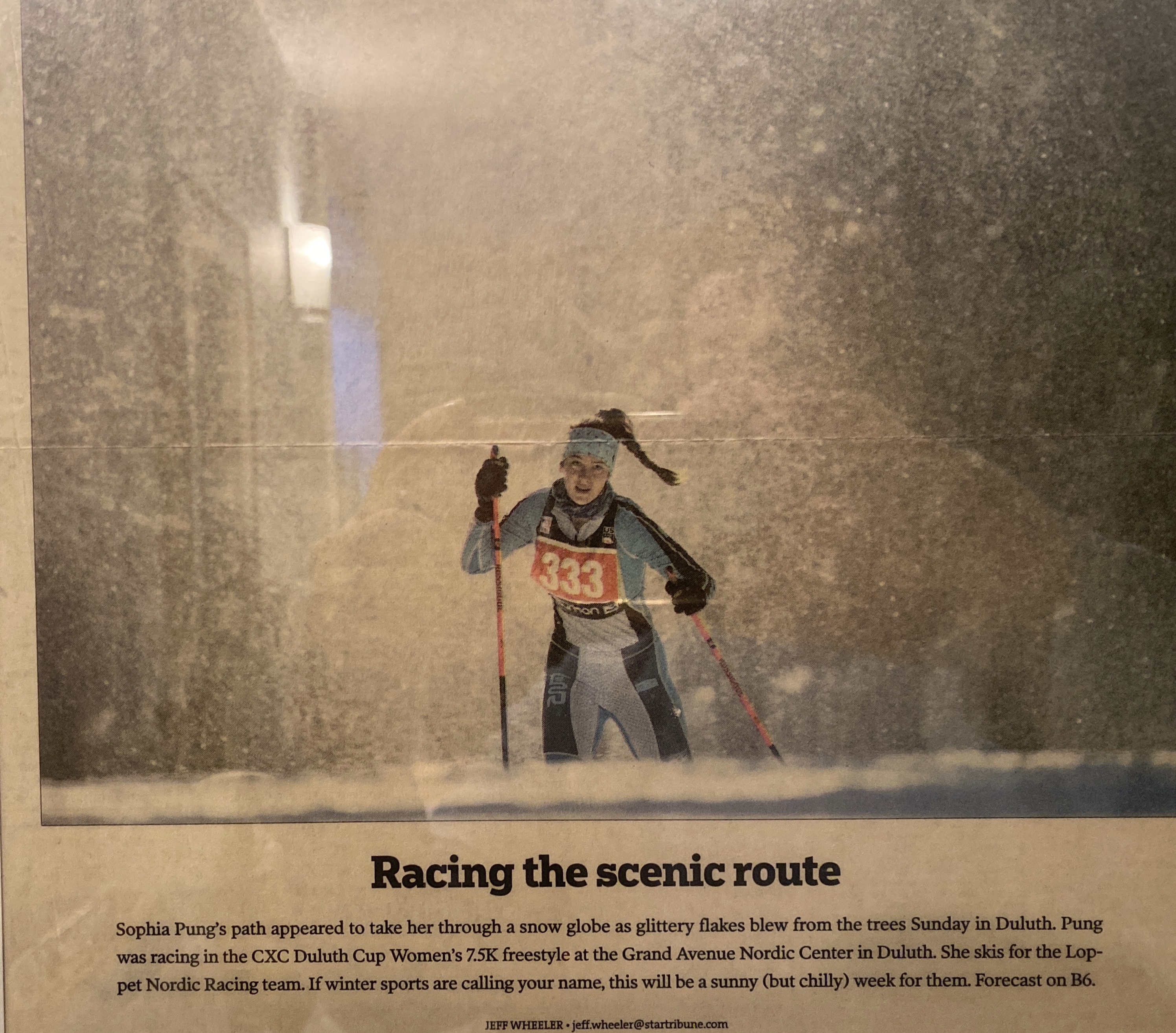 Star Tribune headline with race bib number 333
